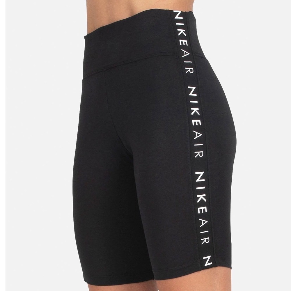 Nike Air Women's Bike Shorts 9" Black Sz XS Logo Side Stripe‎ Athletic Spandex